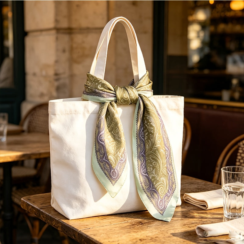 Pañuelo de Seda Verde con Bordes Morados | CasaKimo Silk