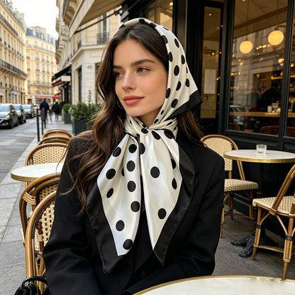 Pañuelo de Seda Negro con Lunares | CasaKimo Silk