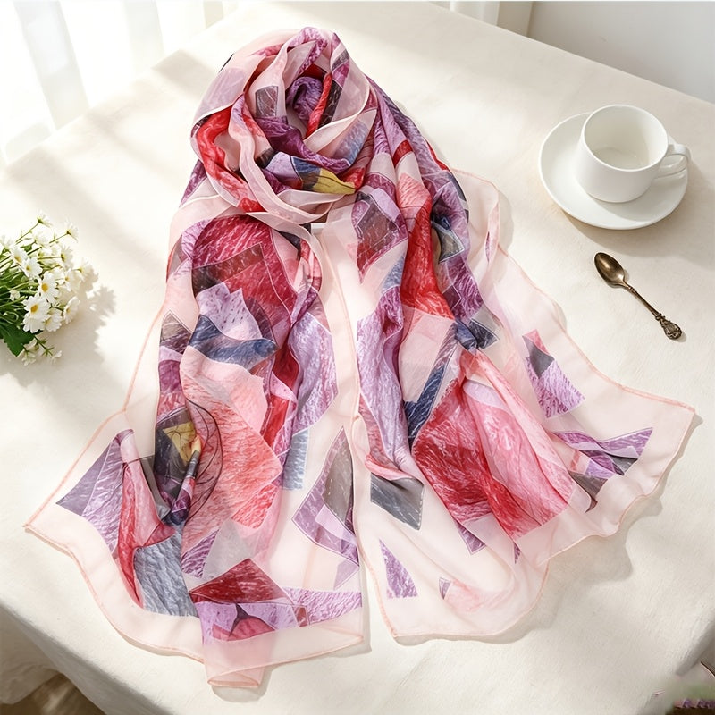 Pañuelo de Seda Rosa Albaricoque con Hojas | CasaKimo Silk