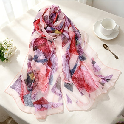 Pañuelo de Seda Rosa Albaricoque con Hojas | CasaKimo Silk