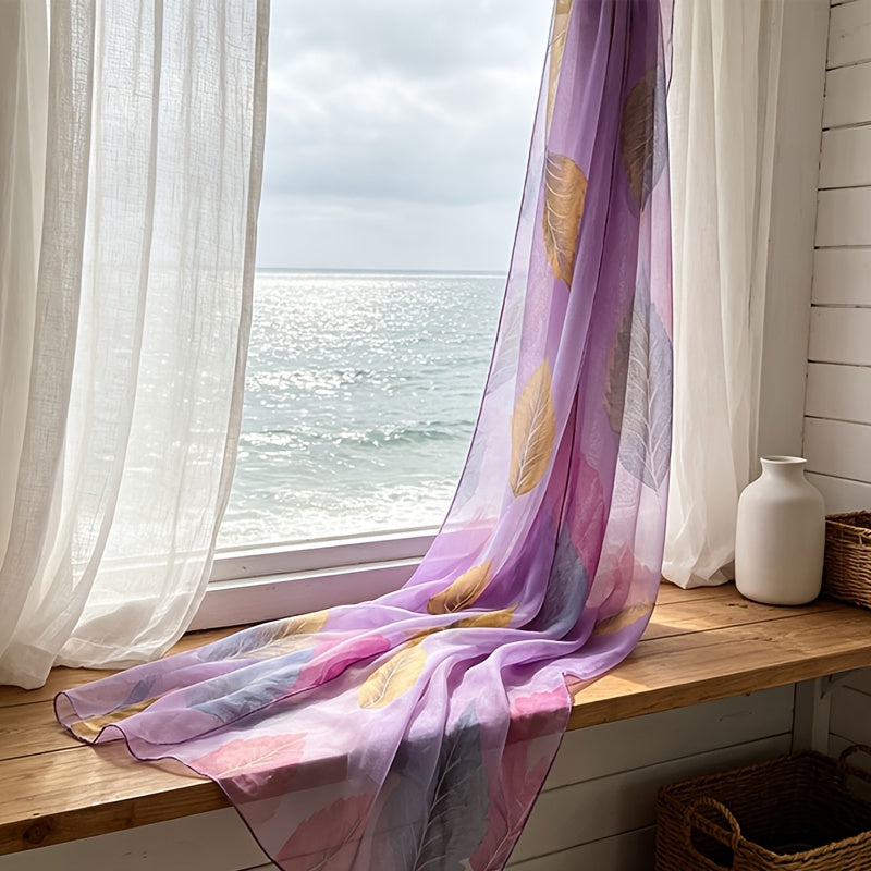 Pañuelo de Seda Morado con Hojas de Otoño | CasaKimo Silk