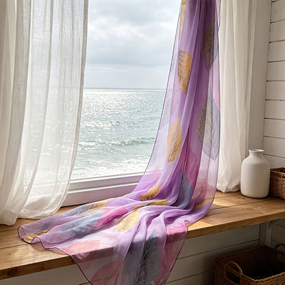Pañuelo de Seda Morado con Hojas de Otoño | CasaKimo Silk