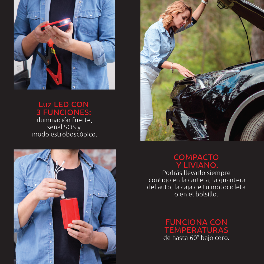 🔋 Arrancador de Baterías Portátil 3 en 1