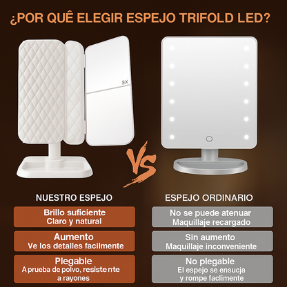 Espejo Luz LED Plegable Maquillaje