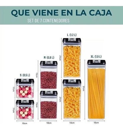 Set de 7 Recipientes Herméticos Airtight