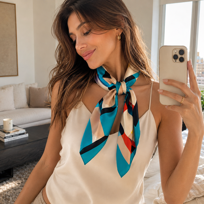 Pañuelo de Seda Floral Multicolor Francés | CasaKimo Silk
