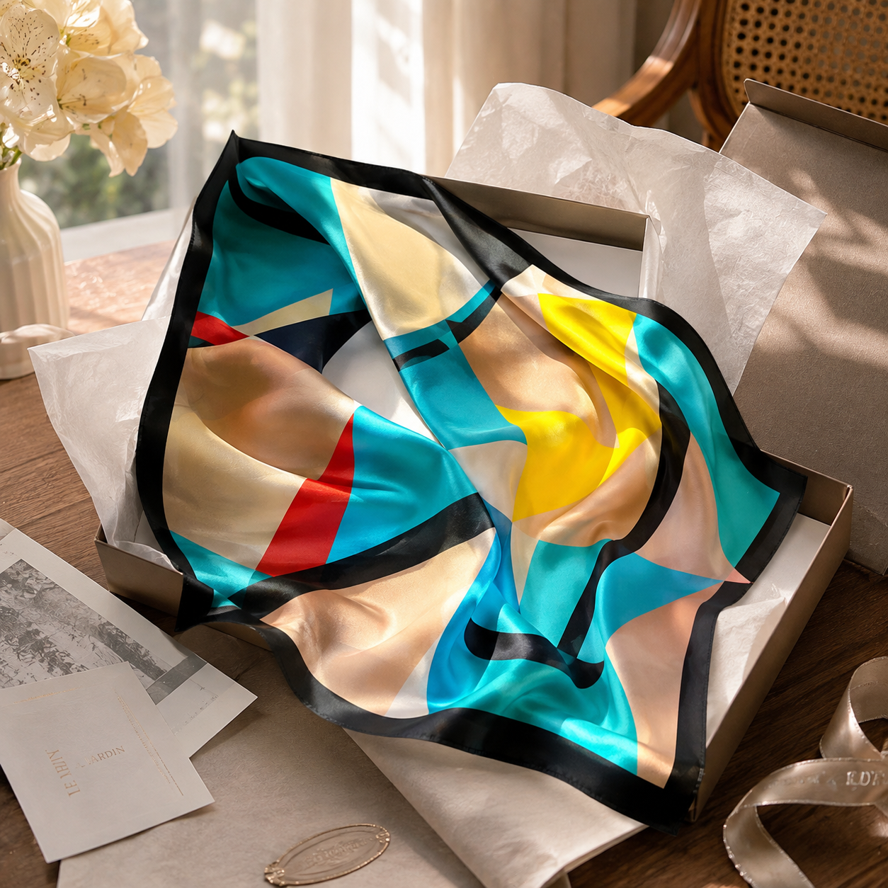 Pañuelo de Seda Floral Multicolor Francés | CasaKimo Silk