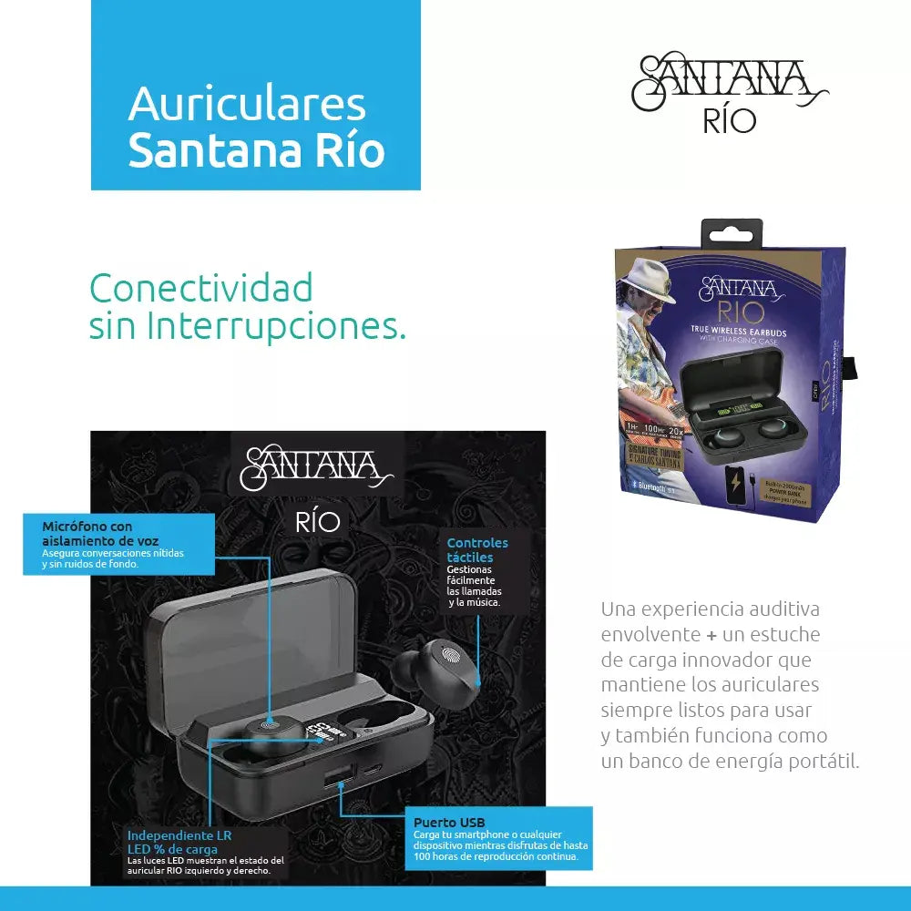 Santana Rio Auriculares Bluetooth 5.1