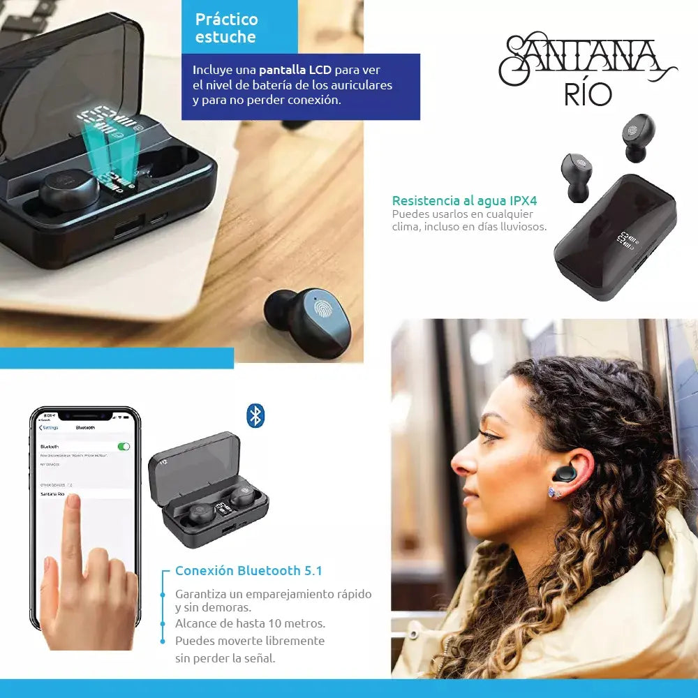 Santana Rio Auriculares Bluetooth 5.1