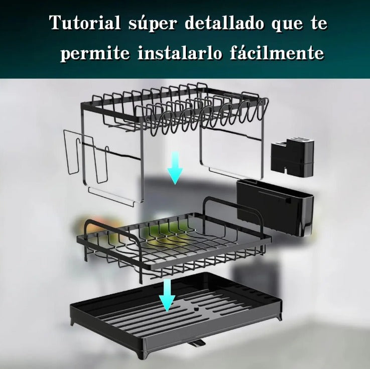 Escurridor de Platos 2 Niveles con Drenaje 360°