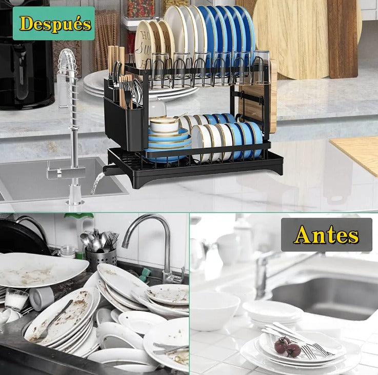 Escurridor de Platos 2 Niveles con Drenaje 360°
